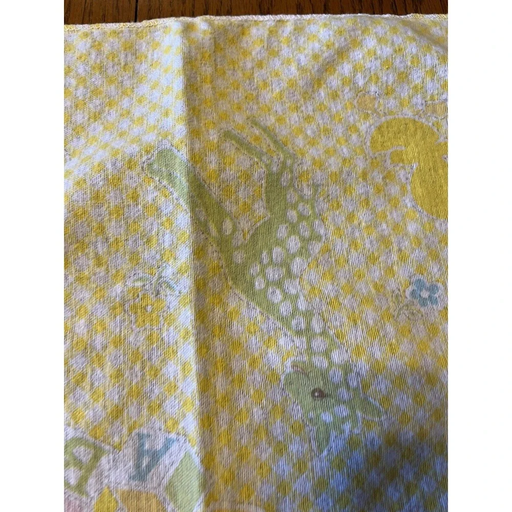 Vintage Baby Blanket Yellow Sweet Nursery Animals‎ Giraffe Duck Bear 31